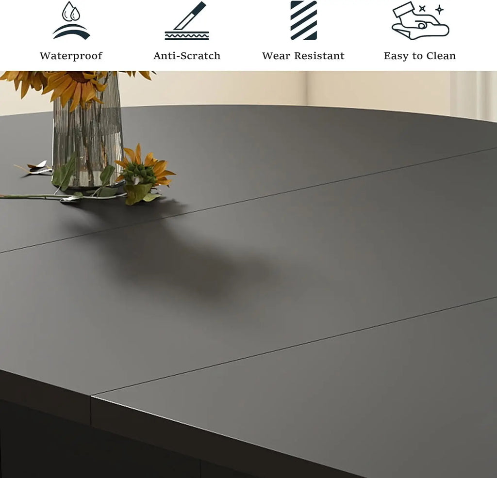 41 in-78 in Extendable Dining Room Table for 4-8, Round Expandable Kitchen Table with Fluted Base, Modern