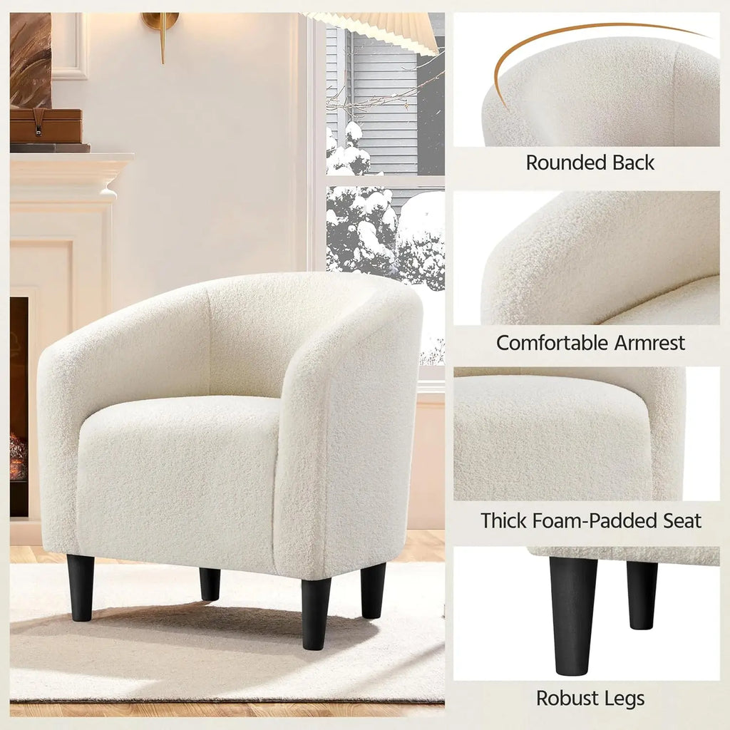 Barrel Chairs, Furry Accent Chairs, Sherpa Chairs with Soft Padded Armrest, Fuzzy Club Chairs for Living Room, Bedroom, Waiting Room