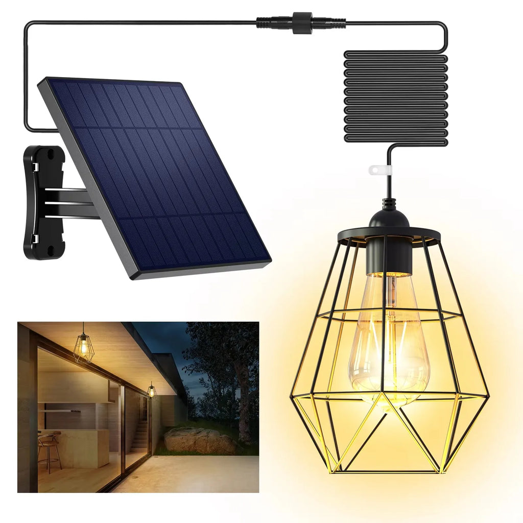 Lamp Solar Shed Light/ 4000mAh Metal Basket Solar Pendant Light /Solar Chandelier /Hanging Light For Garden/ Yard /Gazebo/ Barn