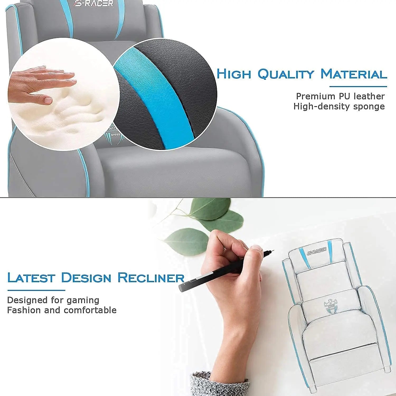 Ergonomic PU Leather Gaming Recliner