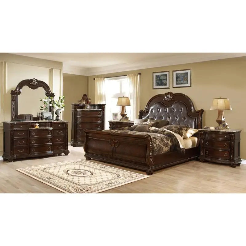 5-Piece King Bedroom Set (King Bed, Nightstand, Dresser, Chest & Mirror)