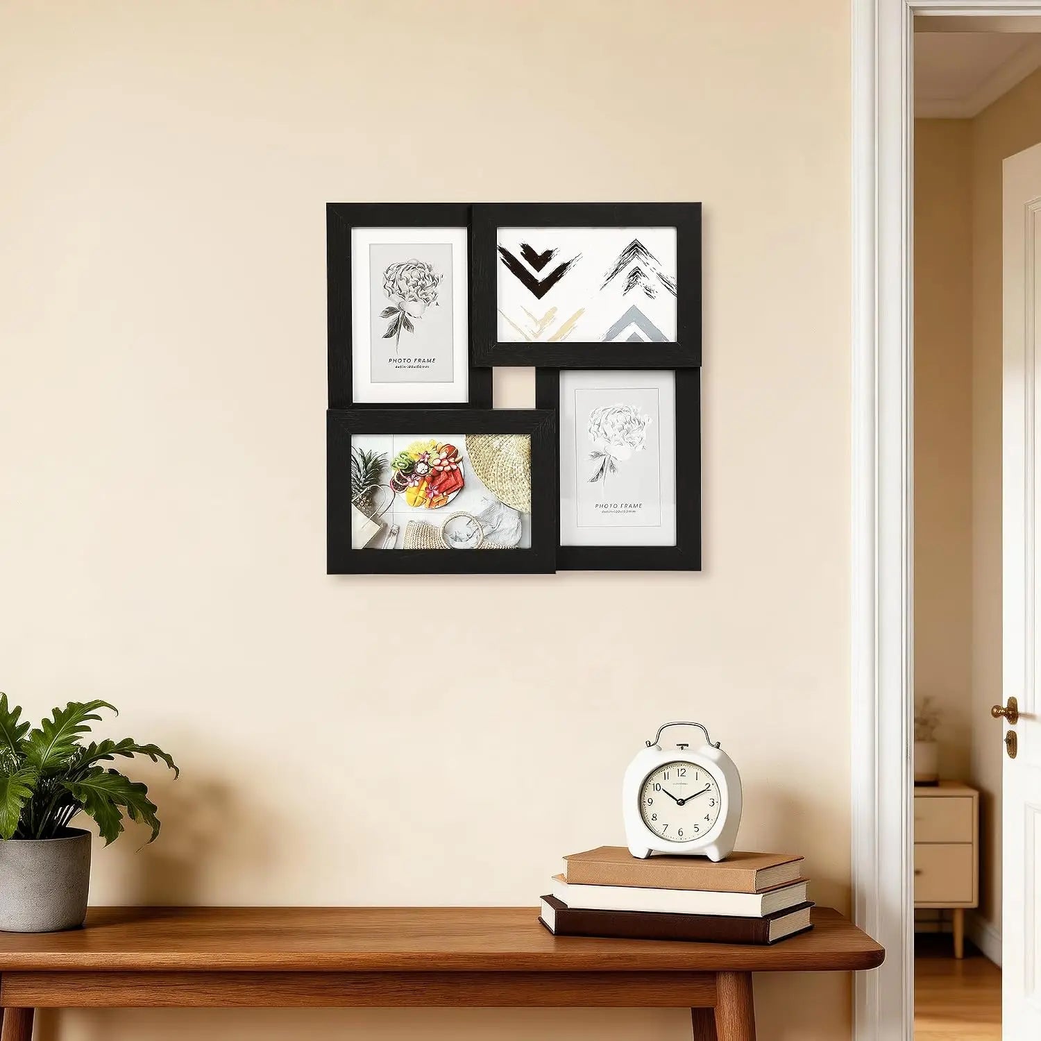 4PCS/Set  4x6 Inch Collage Picture Frame Wall Decor Set/Home /Living Room Wall Hanging Photo Frames/ Multi-Photo Display with Glass Front/ Wedding Party Home Decoration