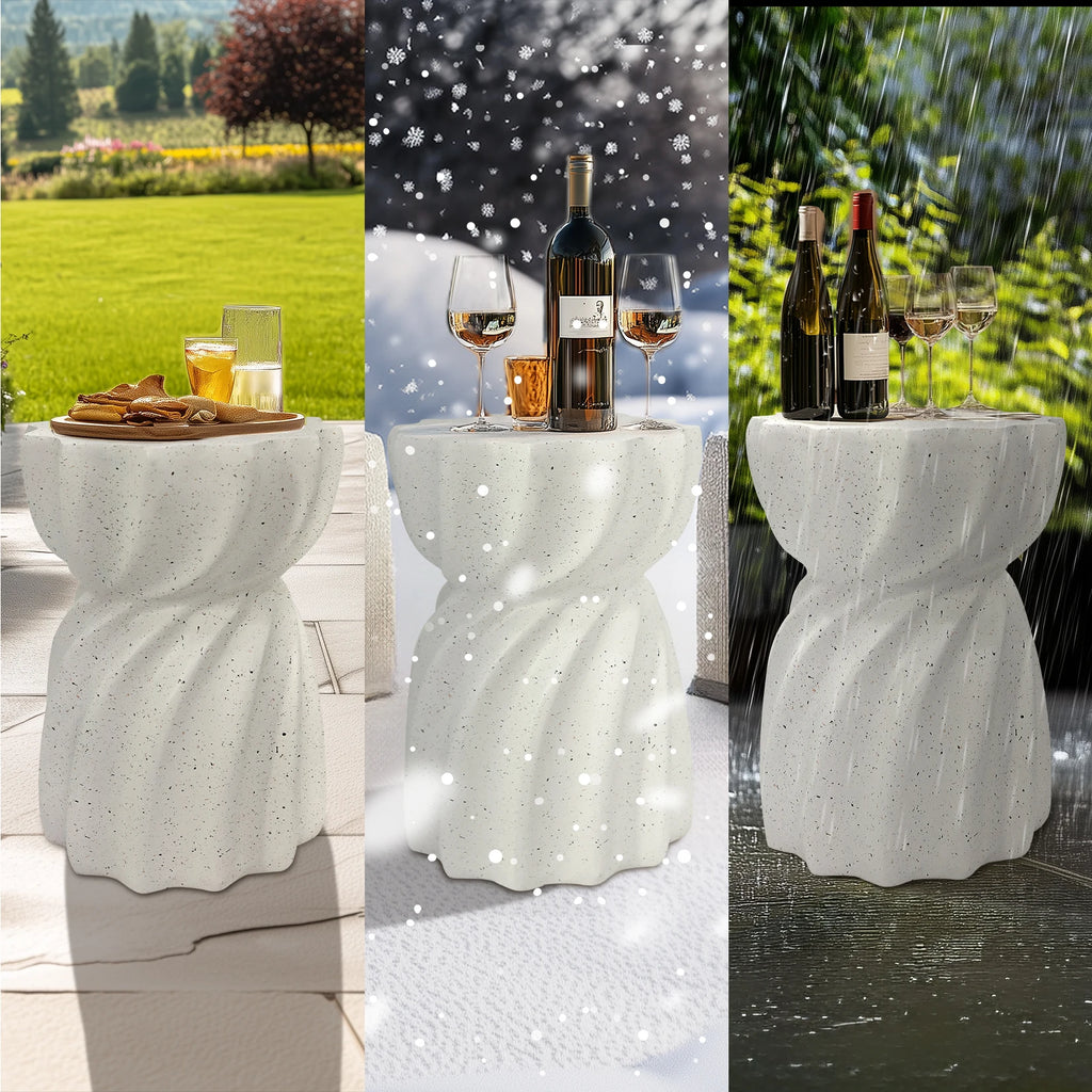 Contemporary Lightweight Concrete Accent Side Table/ Patio Hourglass /Side End Table/ Garden Stool/ Living Room/ Office