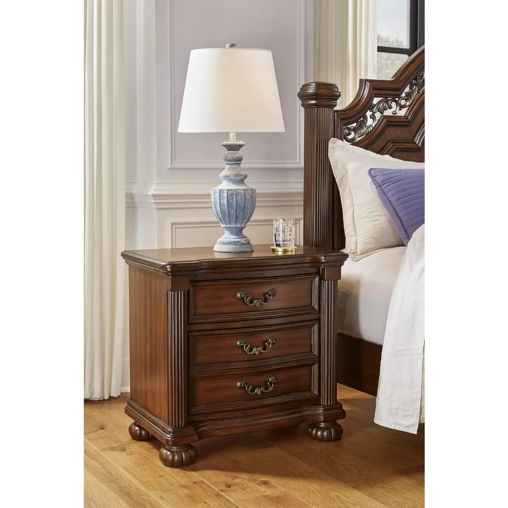 Classic Nightstand with 2 Drawers, 28 High, Dark Brown
