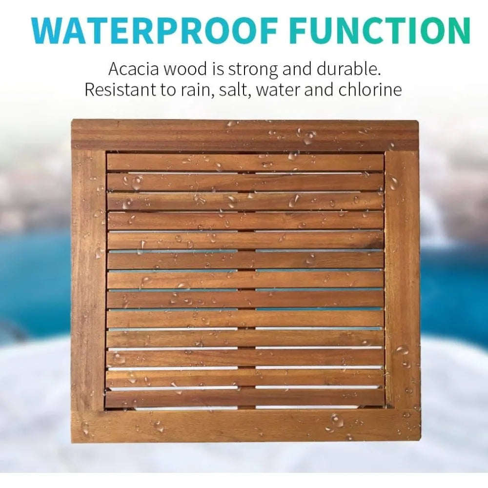 3-Piece Acacia Wood Patio Bistro Set Patio Furniture Outdoor Chat Conversation Table Chair Set Outdoor Wood Chat Set