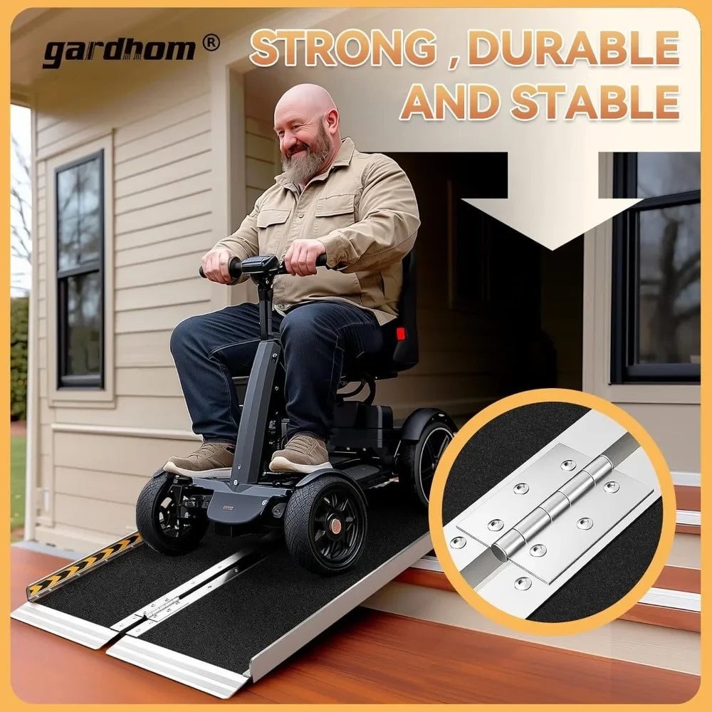Customizable Wheelchair Ramp 4FT,  800 LBS Aluminum Portable Folding Handicap Ramp/ Wheel Chair Ramp/ Threshold Door