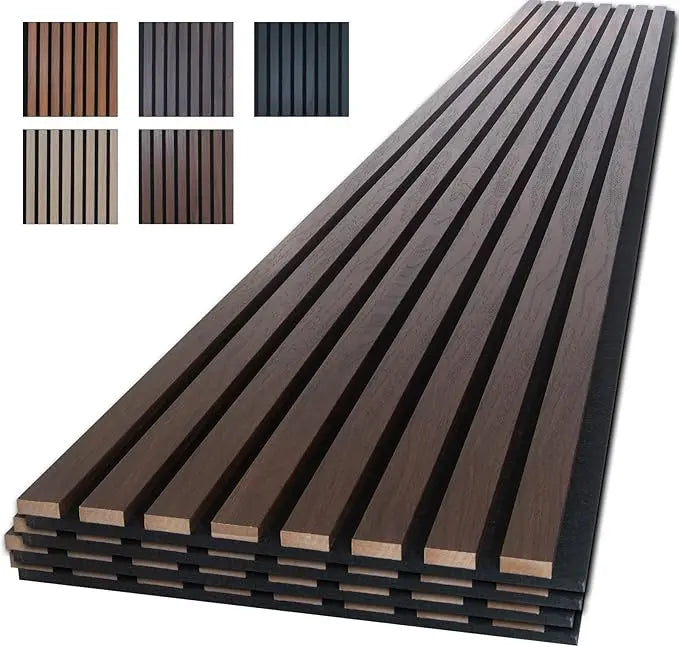 Wood Panels for Wall, 4-Piece 96" x 12.6" Soundproof Wood Slat Wall Panel for Interior Wall Decor Noise Cancelling