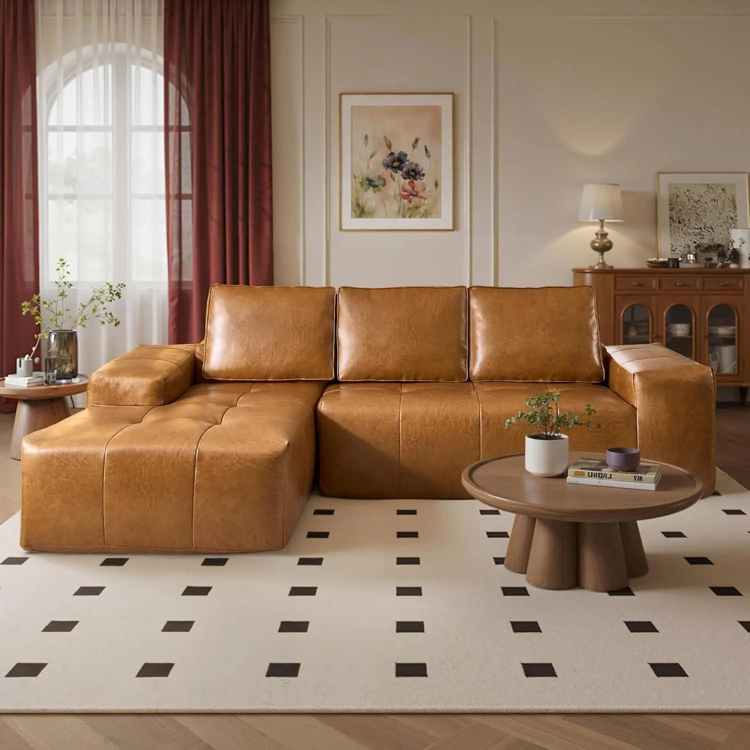 Sectional Cloud Couch for Living Room, Modular Floor Sofa with Plush Corduroy