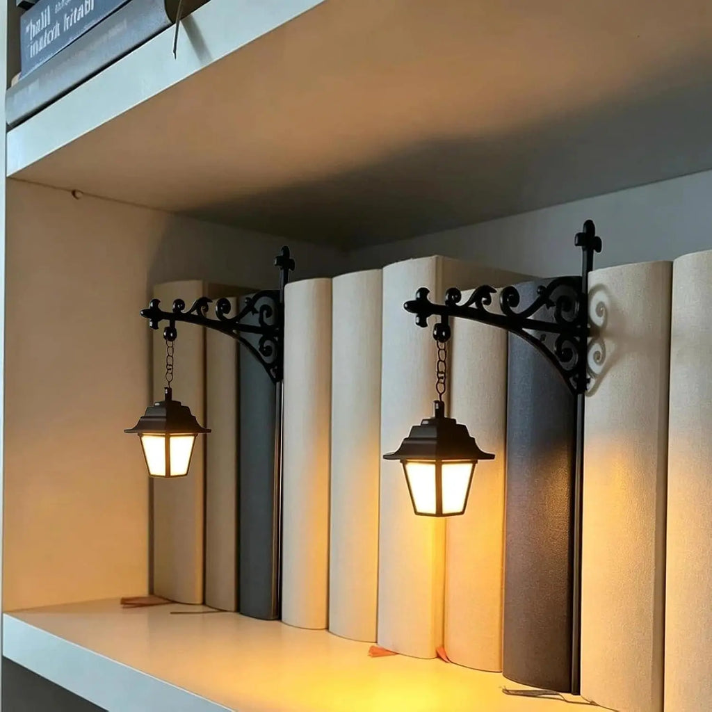 Miniature Hanging Shelf Lamp/ Decorative Bookshelf Lighting /Warm LED Night Light/ Library Lantern Reading Nook /Desk Ornament Literary Decor Book Lover Gift Home Halloween Decorations