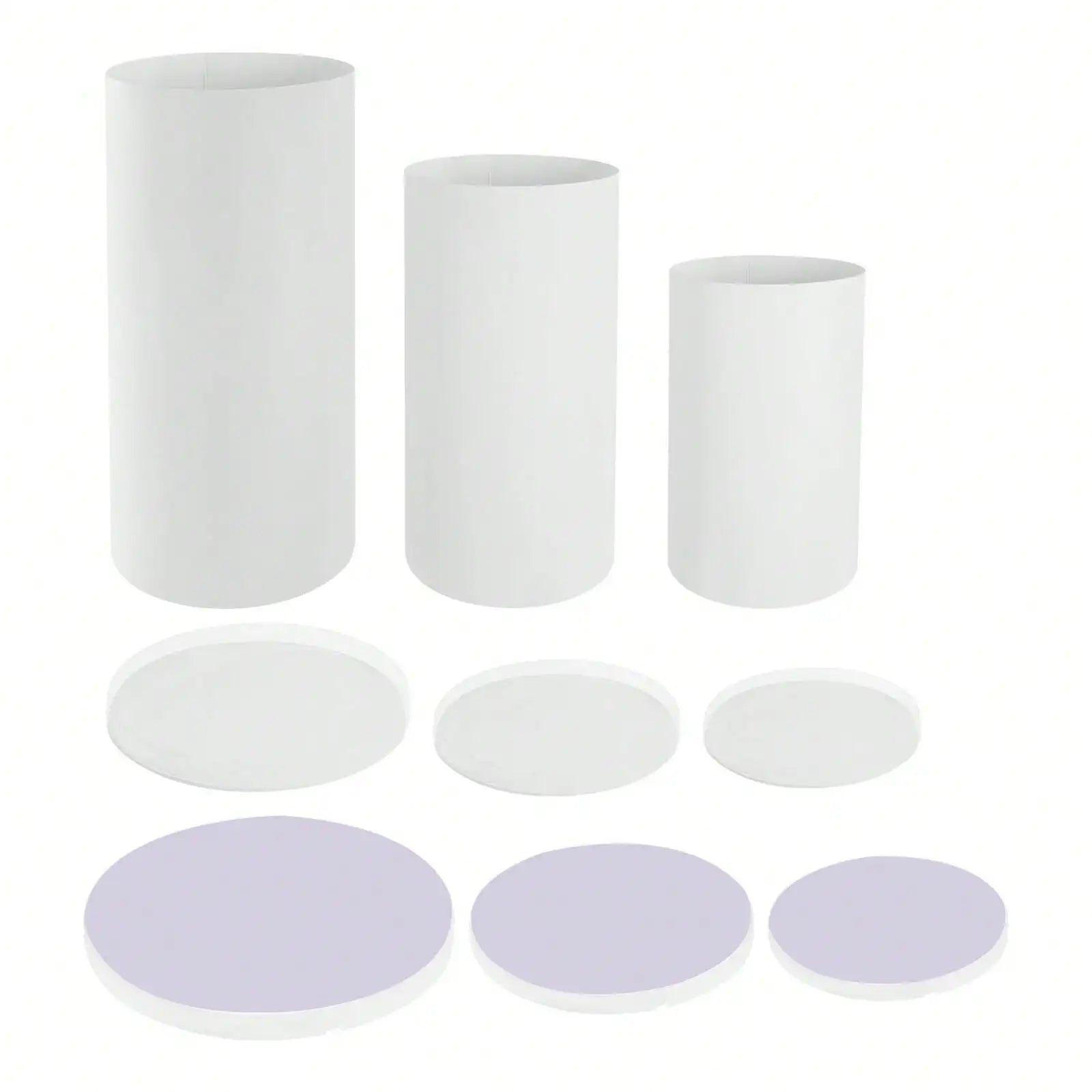 3Pcs White Cylinder Pedestal Stands Round Cylinder Pedestal Display Pillars For Wedding Party Decor