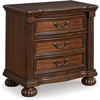 Classic Nightstand with 2 Drawers, 28 High, Dark Brown