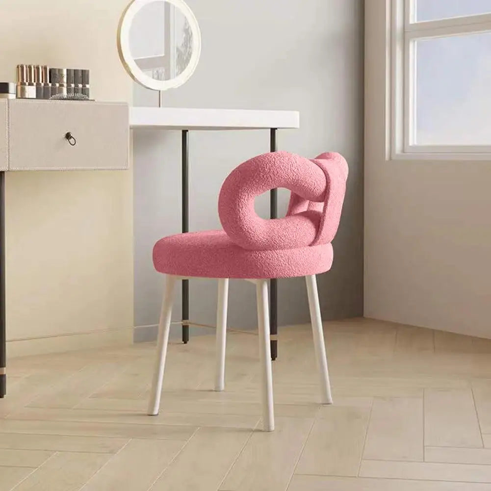 Vanity Stool with Bowknot Backrest Living Room Women/Girls Bedroom Makeup Chair