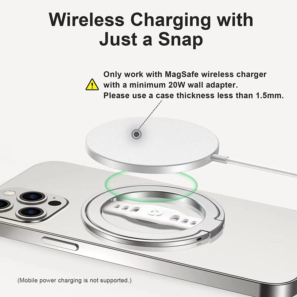 EWA Magnetic Phone Grip and Stand with Silicone Finger Strap for Magsafe Ring Holder Only for iPhone 13 12 Pro/Pro Max/Mini