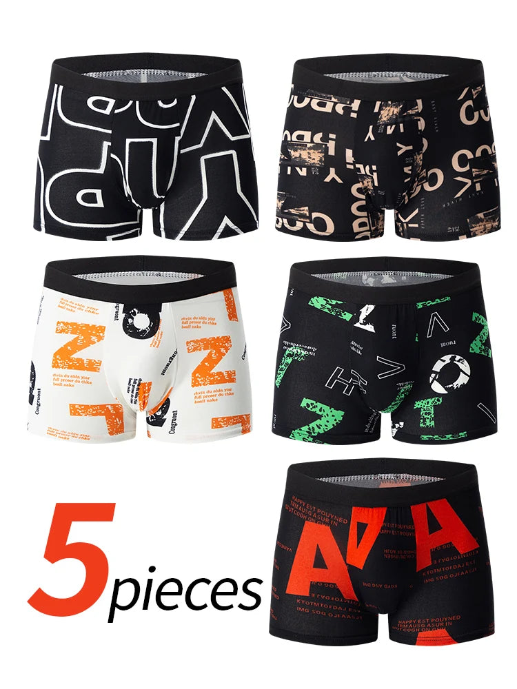 5 /10 Pack Men's Black Gold Printed Boxer Underwear Comfortable And Versatile Plus Size Sexy Young Men's Leisure Sports