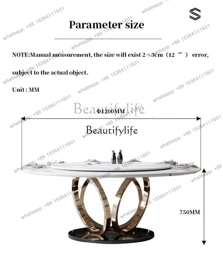 Luxury Sintered Stone Dining Table / Round Marble Top/ Kitchen Table and Chair Set