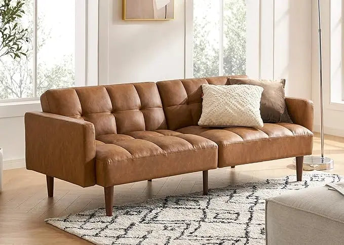 Aaron 76.8" Couch, Small Futon Sofa Bed, Sleeper, Loveseat, Mid Century Modern Futon Couch, Couches for Living Room