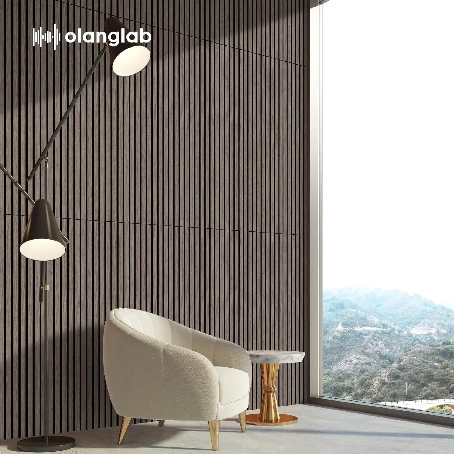 4-Pack Acoustic Wood Wall Panels, 23.6 x 47.2 Dark Walnut Sound Absorbing Slat Panels