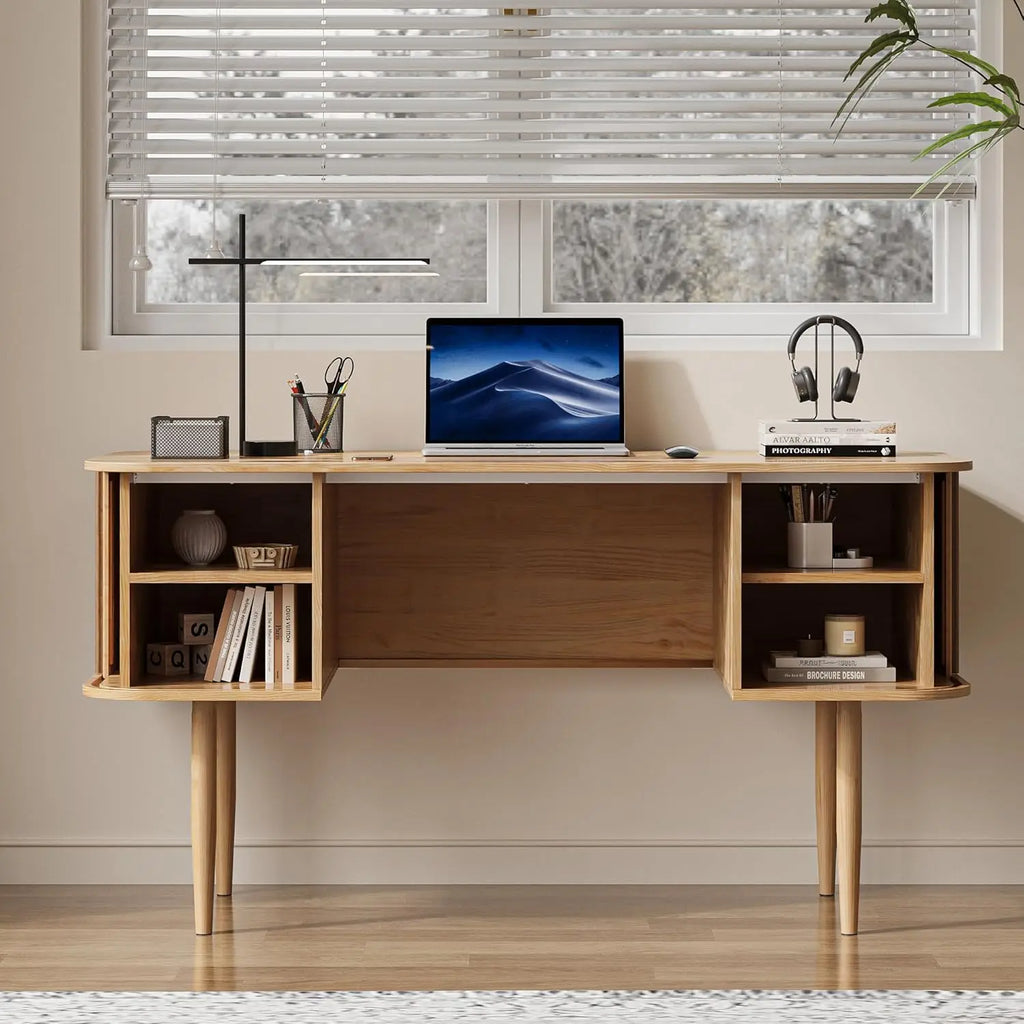 NEW 55" Modern Writing Desk , Wood Home Office Desk , Computer Desk for Home Office, Living Room, Home Study Table