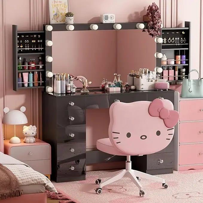 Lighted Makeup Vanity Desk with 14 LED Lights, 3 Modes, and Sliding 11-Drawer Storage