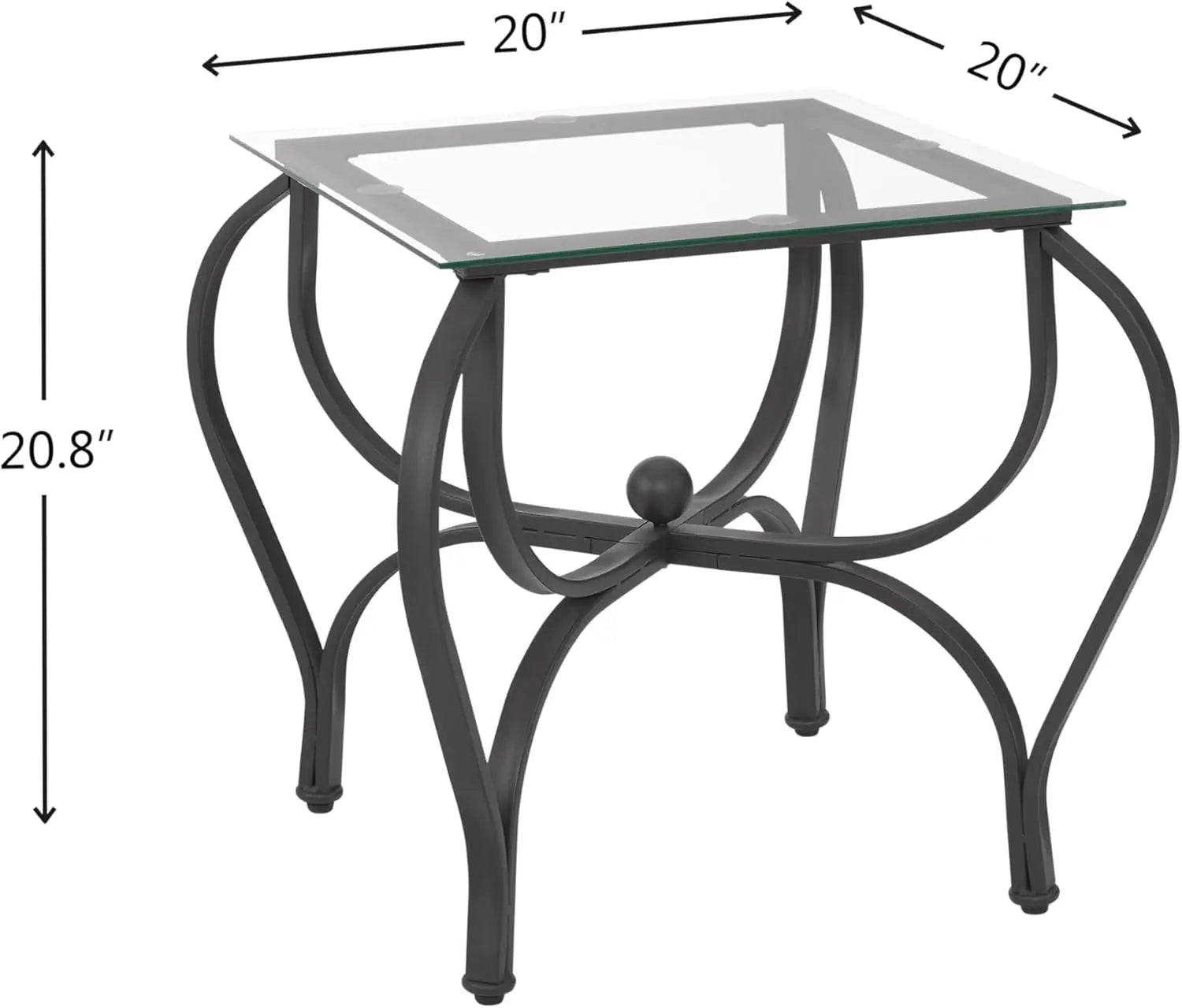 3-Piece Coffee Table Set, Tempered Glass Surface Living Room Sets, Coffee Table & 2 End Side Table, Metal Frame