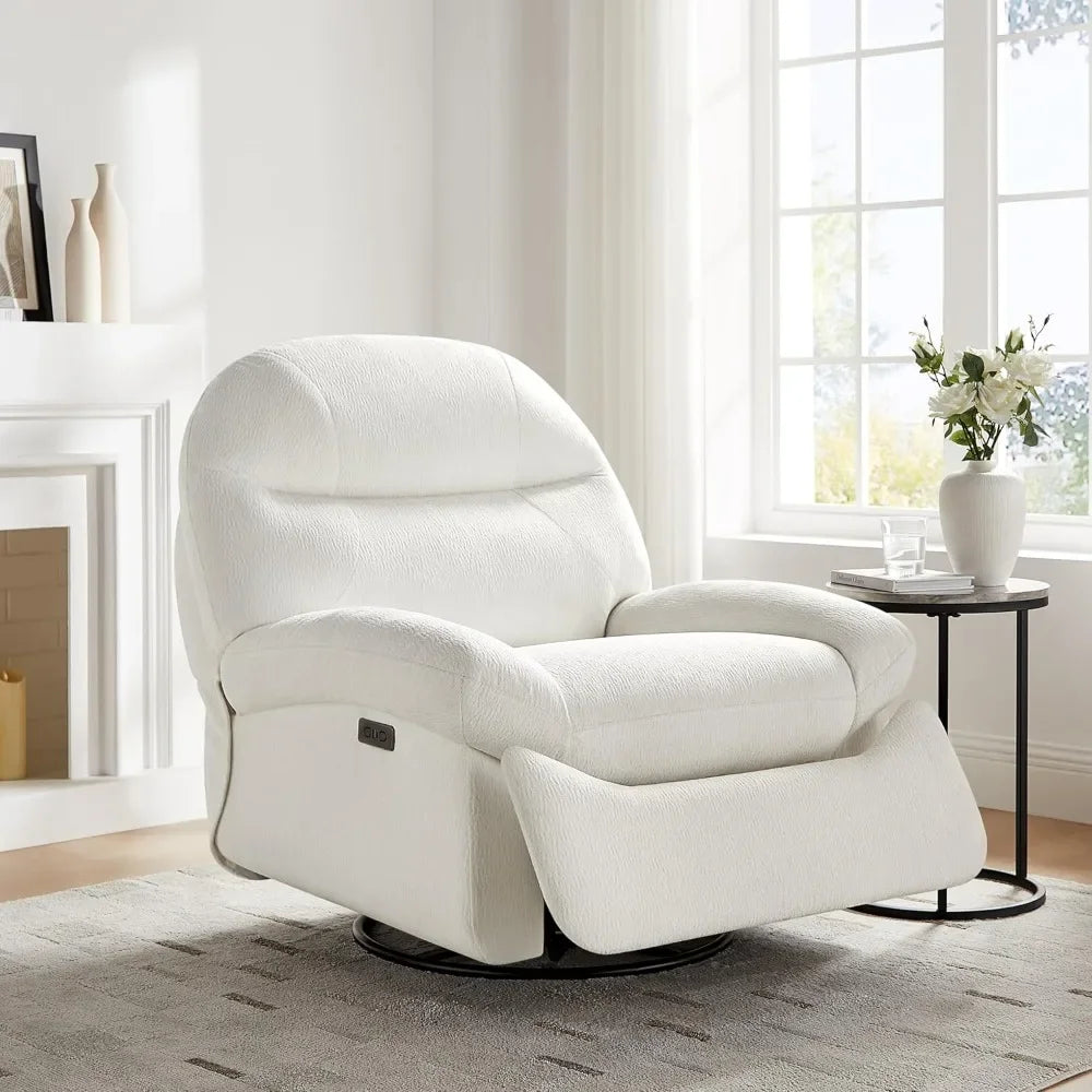 Power Recliner Chair with USB And Type-C Charging 270° Swivel Glider Rocker Electric Nursery Recliner for Living Room/ Bedroom
