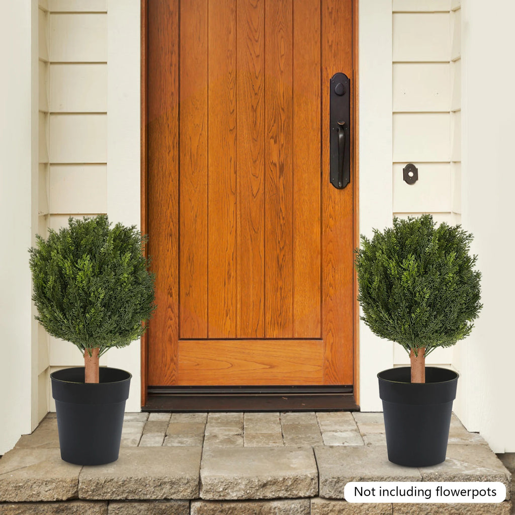 2 PCS Artificial Cypress Trees Artificial Plant with Ground Spike/ Easy Assembly Artificial Plant/ Festival Party Supplies for Indoor Outdoor Home Office Garden