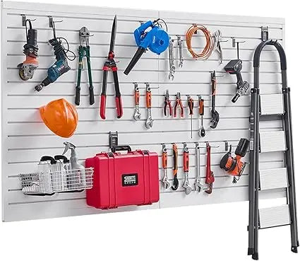 PVC Slatwall Panel Set, 8 Feet by 4 Feet, White, Easy Install Garage Slatwall without Accessories