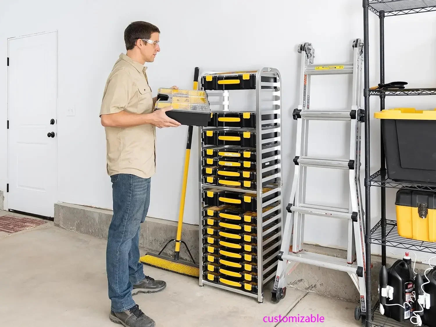 Premium Storage Rack for Yellow Tool Boxes - Organize Your Workspace with the Sturdy Wall Mount Tool Organizer
