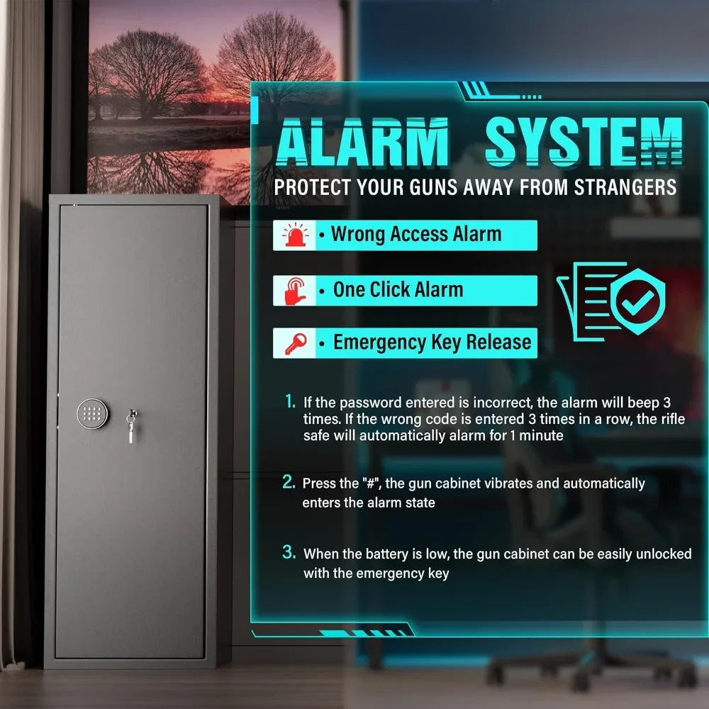 10-12 Rifle Gun Safe with Keyboard, Quick Access Large Gun Safes for Rifles, Locking Gun Cabinet Rifle Safe