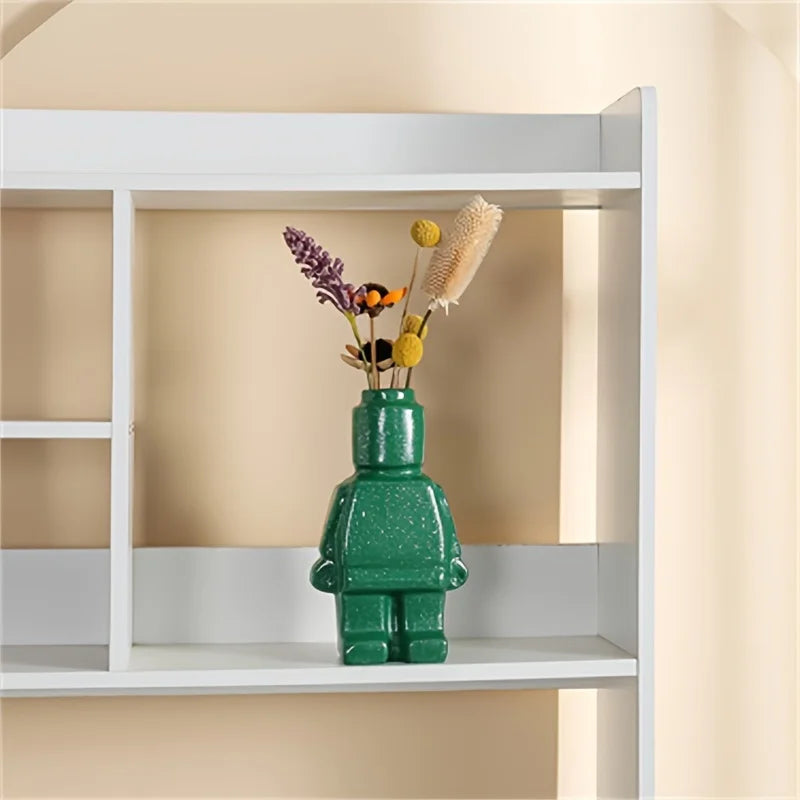 Nordic Style Ceramic Robot Vase/ Indoor Flower Pot/ Modern Home Interior Decoration/ White /Goods/ Decoration Office/ Desk Decoration