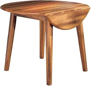 Berringer Dining Room Round Drop Leaf Table, Rustic Brown
