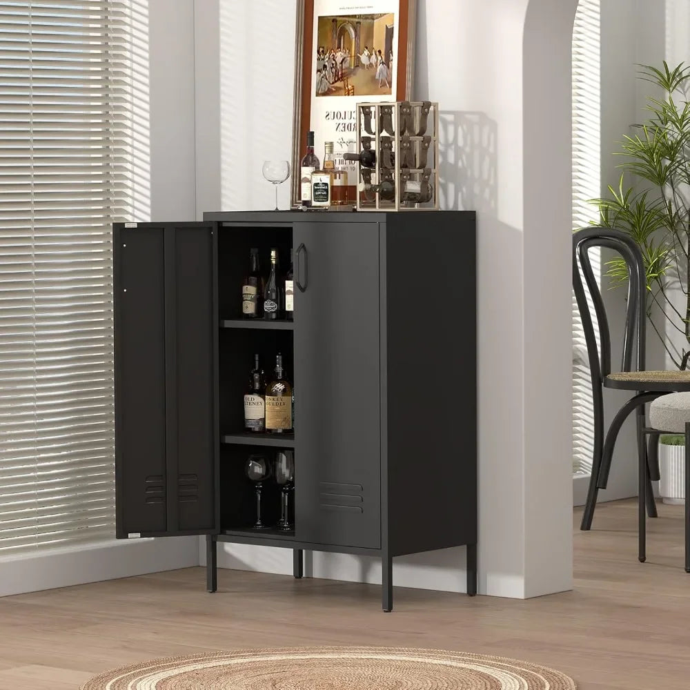 Metal Storage Cabinet,2 Door Locker Cabinet with Adjustable Shelves, Metal Cabinets with Doors, Shoe Cabinets for Living Room