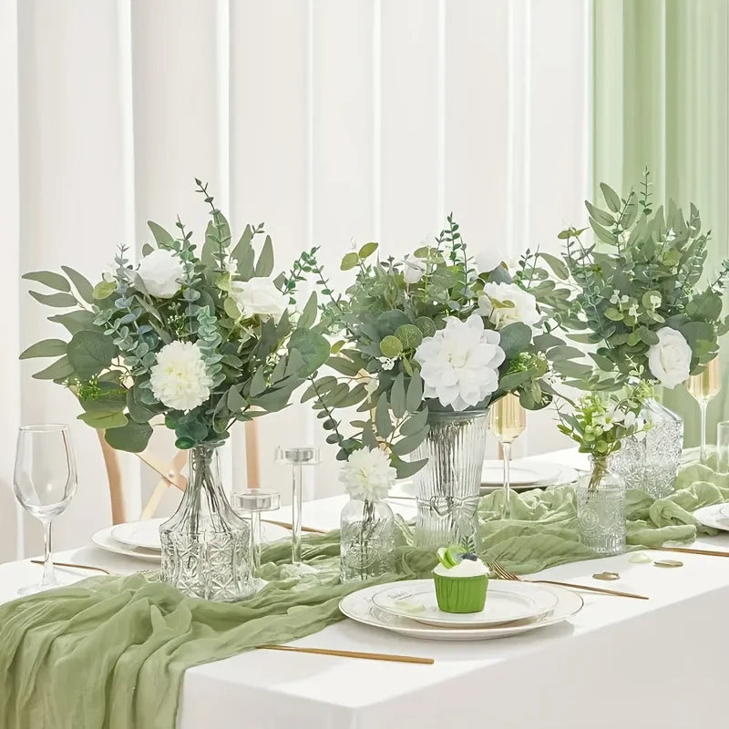 50/90PCS Artificial Flowers Bouquets Mixed Eucalyptus Leaves Willow Silver Eucalyptus Cuttings for Wedding Floral DIY Home Decor