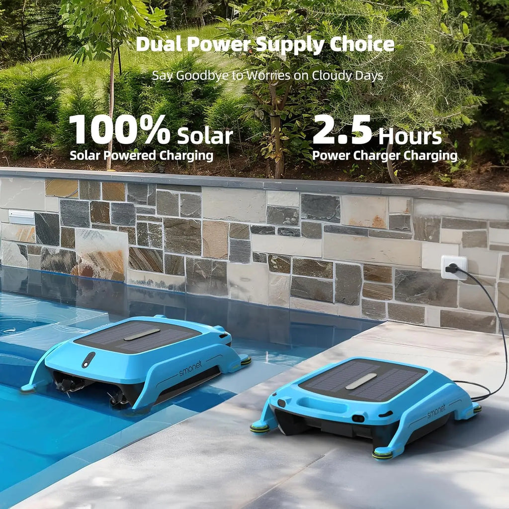 Solar Powered Pool Skimmer Robot: Automatic Pool Surface Skimmer Cleaner, Robotic Pool Skimmer/ Dual Charging Modes, Custom