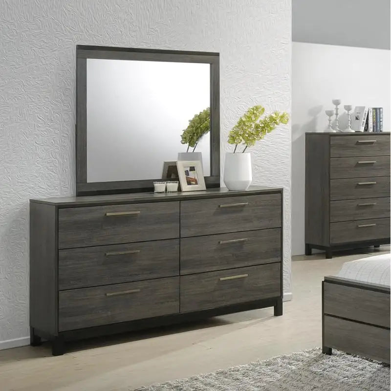 5-Piece King Size Bedroom Set in Antique Grey Wood