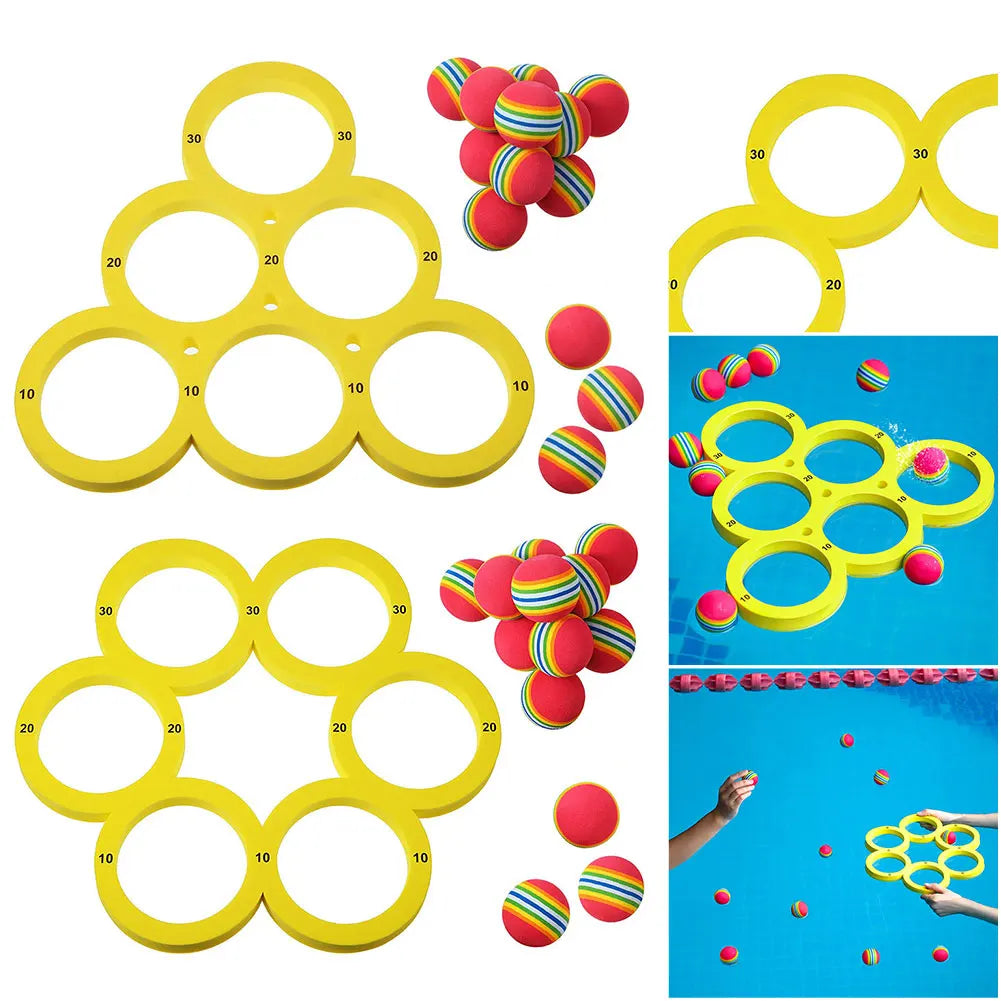 Pool Toys Games Set with 10 Ball/ Pool Floating Throwing Games/ Floating Pool Water Toys for Kids Adults Swimming Pool Water Game