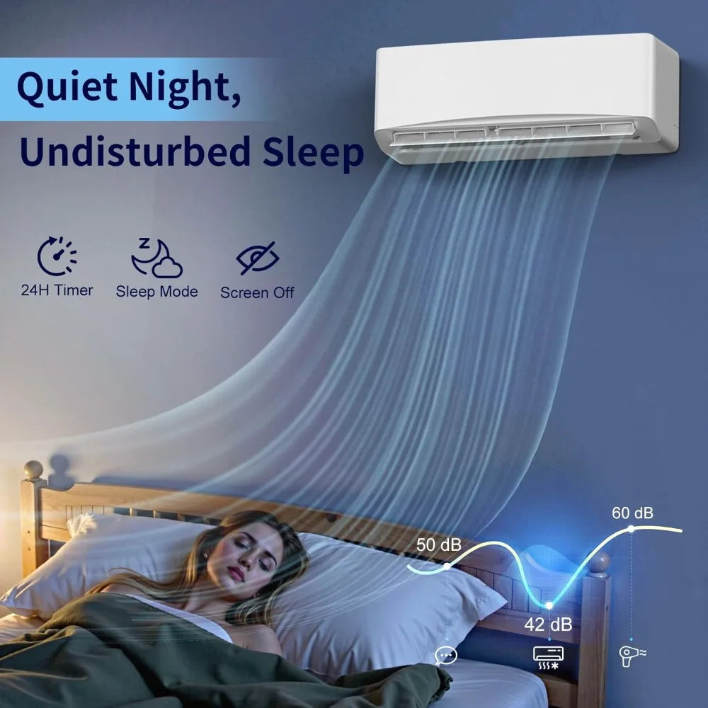 Mini Split AC/Heating System, Energy Efficient Inverter AC Unit with 1 Ton Heat Pump, 12000 BTU Air Conditioner