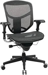 Quantum 9000 Series Ergonomic Mid-Back Office Chair with Mesh Seat and Back, Black