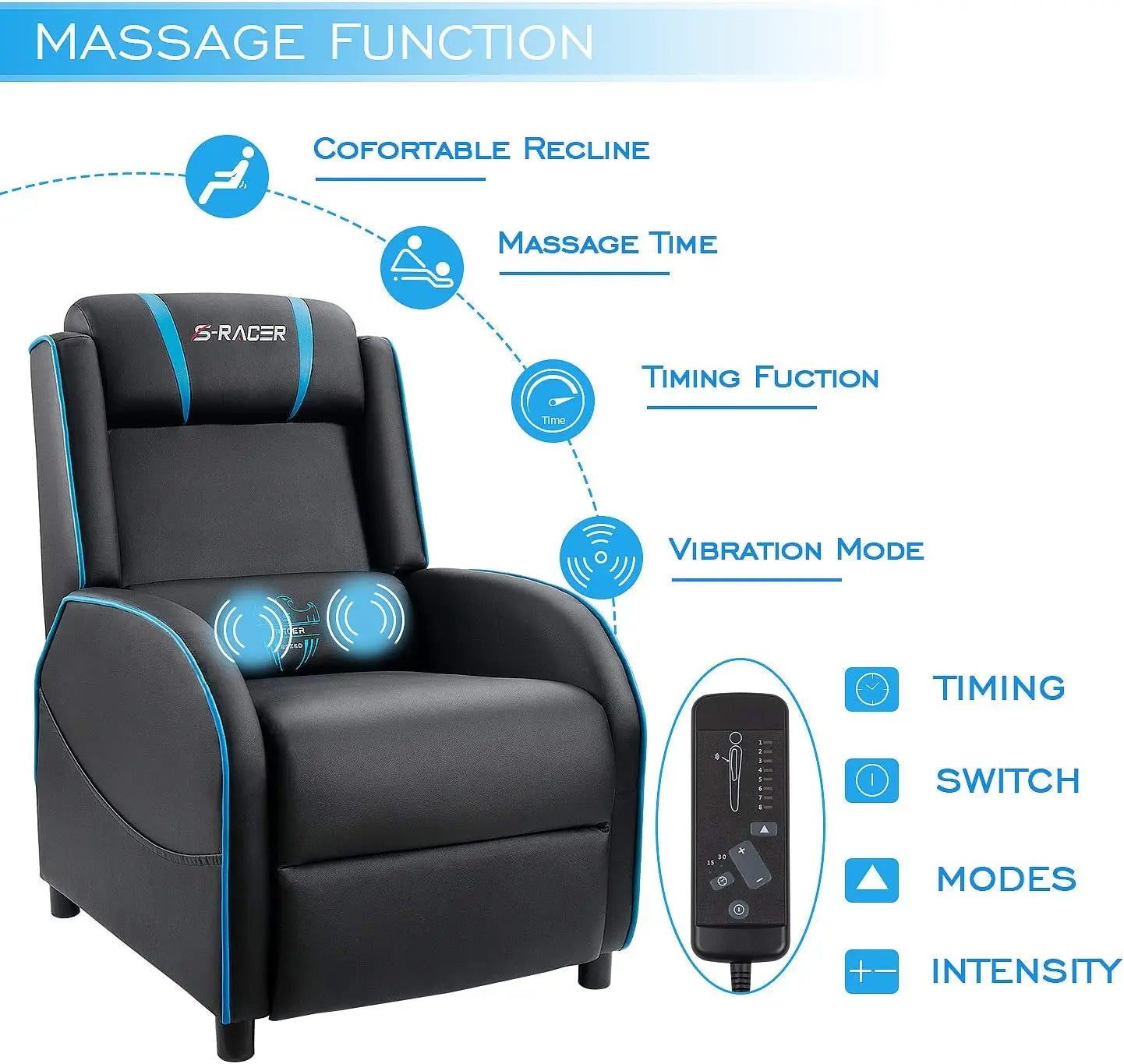 Ergonomic PU Leather Gaming Recliner