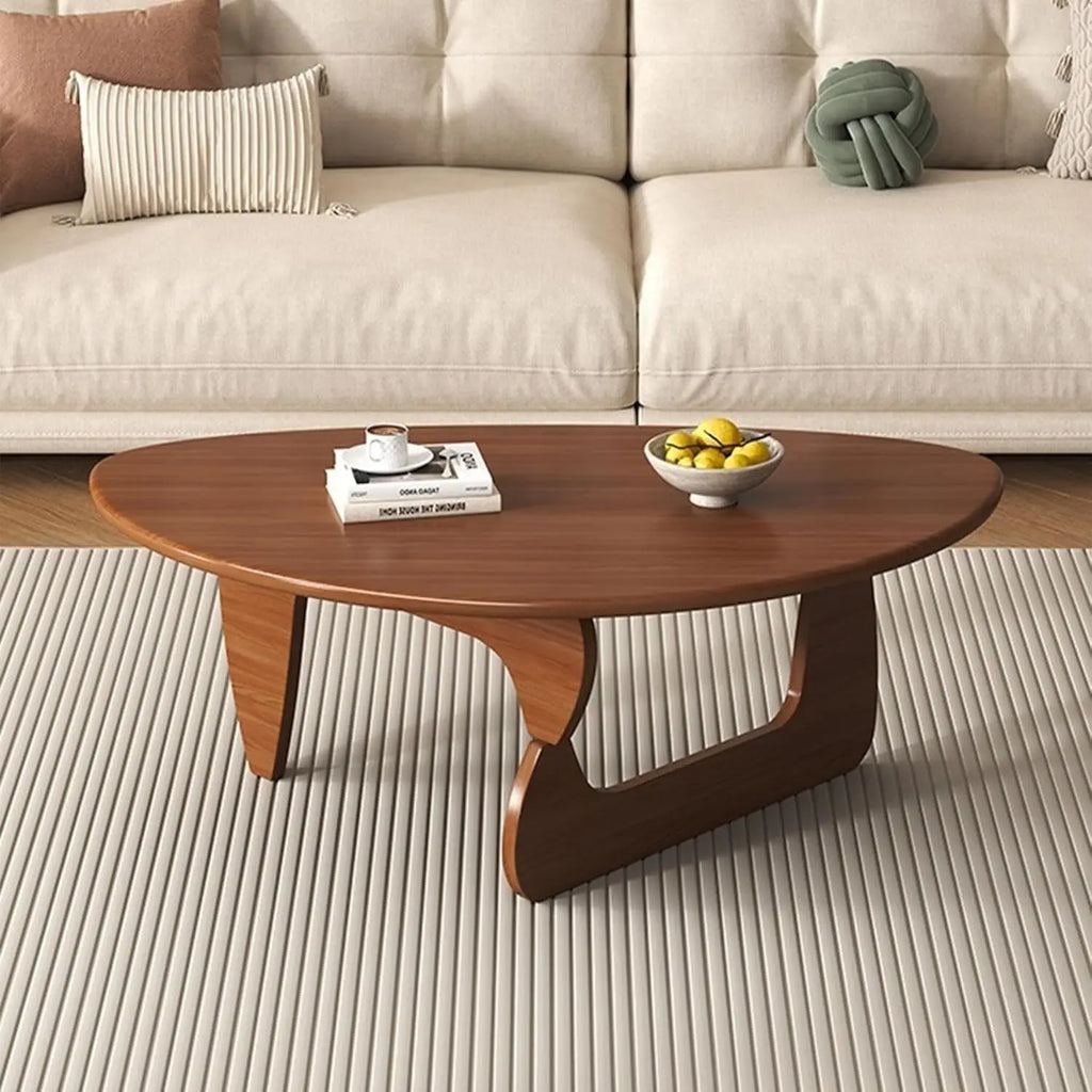 Mid Century Modern Triangle Coffee Table Solid Wood Legs Rustic Living Room Center Table