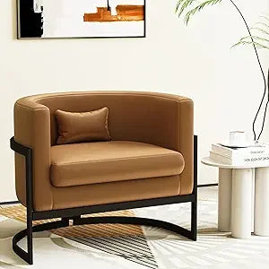 Upholstered Velvet Accent Barrel Arm Chair