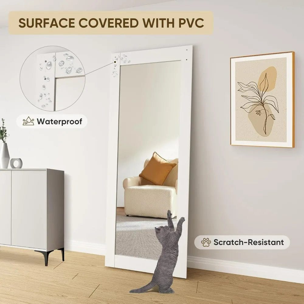 36" by 80" Solid Wood Mirrored Barn Door with 6.6 Feet Hardware Kit and Full-Length Mirror