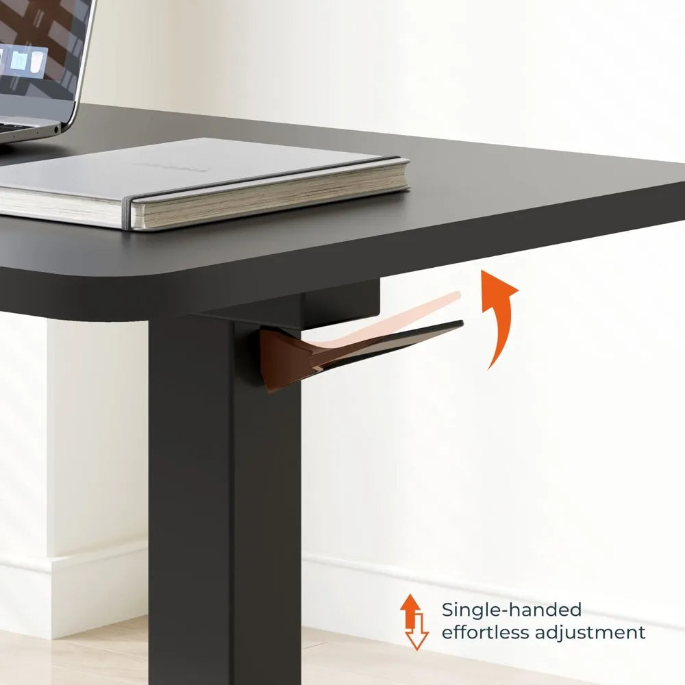 Adjustable Overbed Table with Hidden Wheels, Mobile Laptop Desk with Tray for Home Use