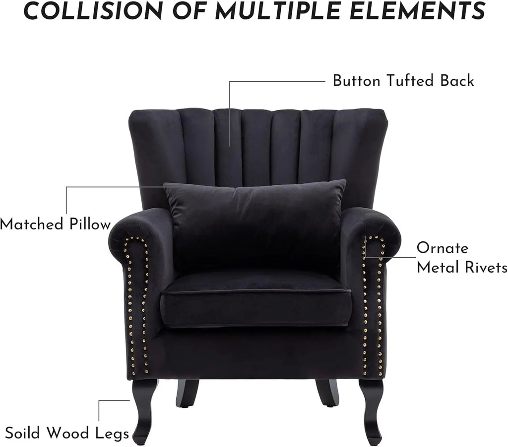 Accent Reading Arm Chair/Midcentury Modern Comfy Corner Sofa Chair/ Wingback Waiting Room/ Club Chair with Tufted