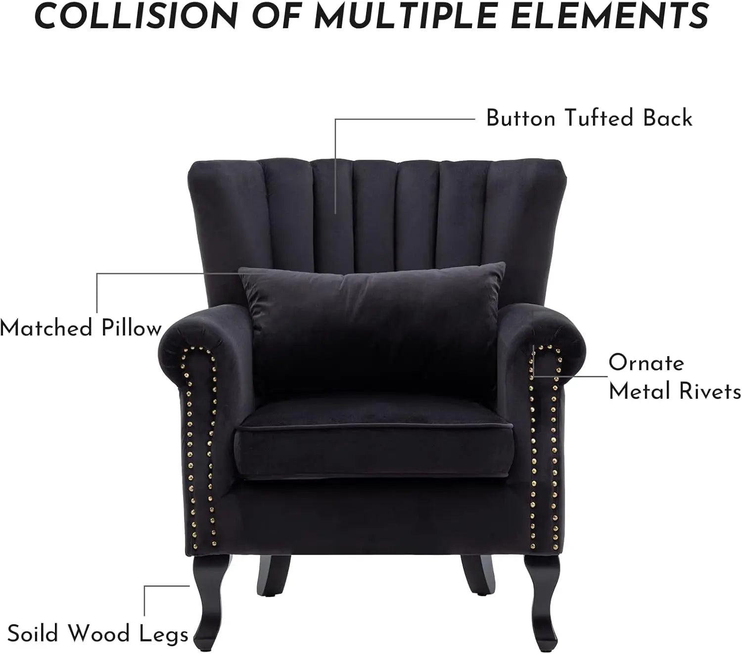Accent Reading Arm Chair/Midcentury Modern Comfy Corner Sofa Chair/ Wingback Waiting Room/ Club Chair with Tufted