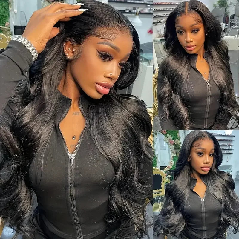 250 Density Body Wave 13x6 HD Transparent Lace Frontal Wig For Black Women 100% Human Hair Wigs 13x4 Pre Plucked Wet And Wavy Lace Front Wig Natural Color