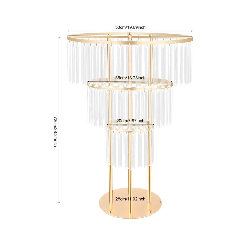3 Tiers Crystal Wedding Flower Stand 50*90cm,Centerpieces Vases with Clear Crystal Pendants,for Wedding Events/Birthday Party/ Home Decor