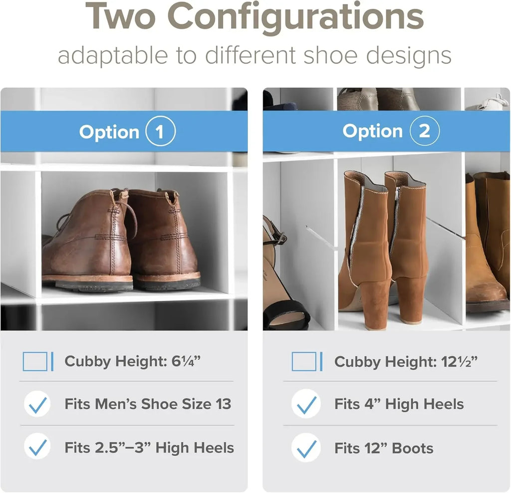 White Tall Storage Cabinet, Shoe Cabinet, Cube Storage Organizer with 40 Shoe Cubbies 13" D x 39.5" W x 72.5" H