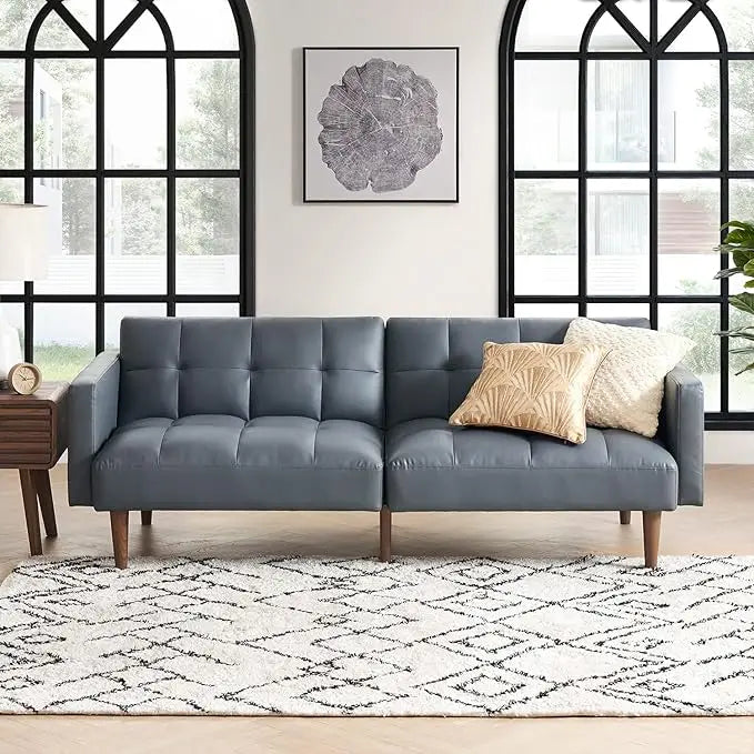Aaron 76.8" Couch, Small Futon Sofa Bed, Sleeper, Loveseat, Mid Century Modern Futon Couch, Couches for Living Room
