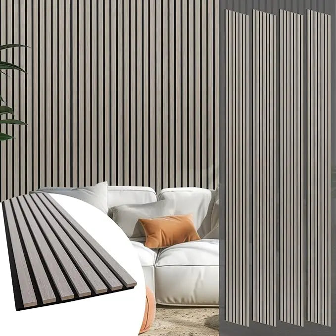 Wood Panels for Wall and Ceiling - 108 x 11 Inch Wood Slat Acoustic Panels 4 PCS - Modern Sound Absorbing Wall Panels